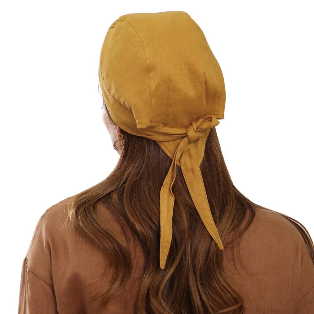 9951 Pure Linen Bandana Skull Cap Head Wrap Summer Beanie Hats Yellow